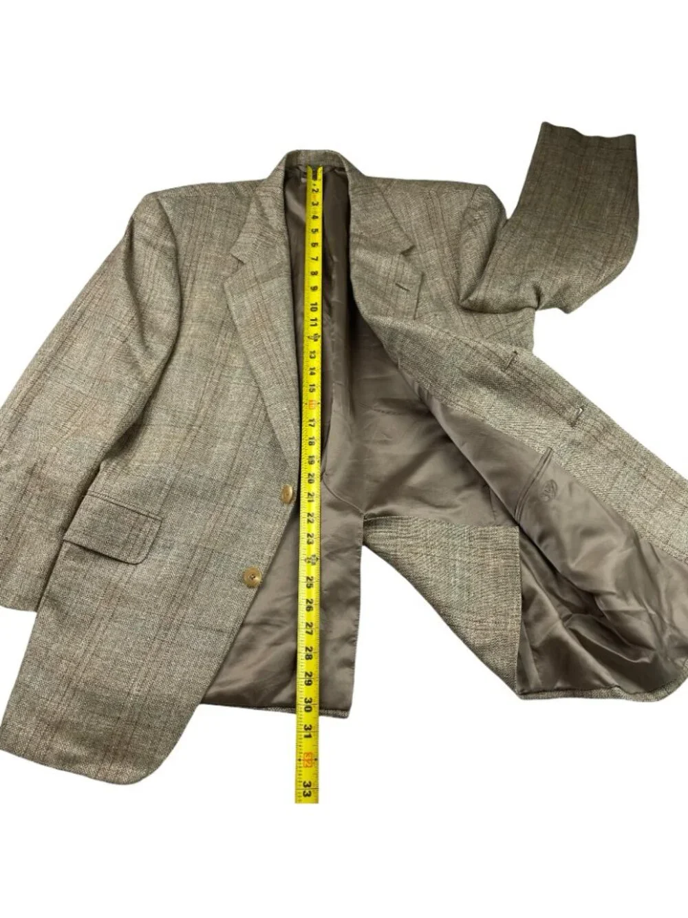 NEW Hickey Freeman Men's Tweed 2-Button Blazer Beige/Green Plaid • 40S US_8
